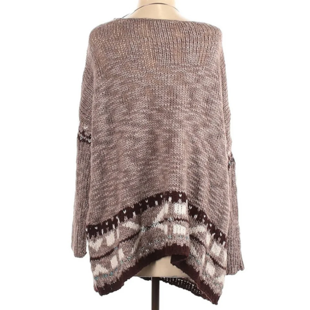 Free People Oversized Slouchy Mohair Wool Fair Isle Sweater XS